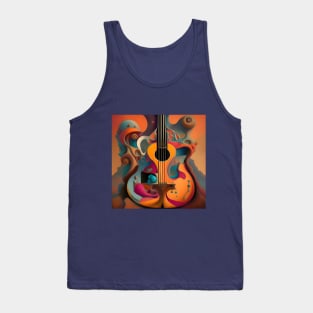 Surrealistic Guitar Abstract Landscape Tank Top